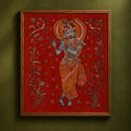 Srikalahasti Kalamkari Art Wall Hanging with Lord Krishna Motif by Ghanshyam Sarode (32 x 26 in) 15