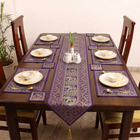 13pc Dining Table Linen Set in Brocade Banarasi Silk 07