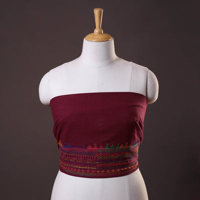 Maroon Lambani Embroidery Handspun Cotton Blouse Piece