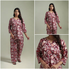 Sanganeri Floral Printed Cotton Night Suit for Women 08