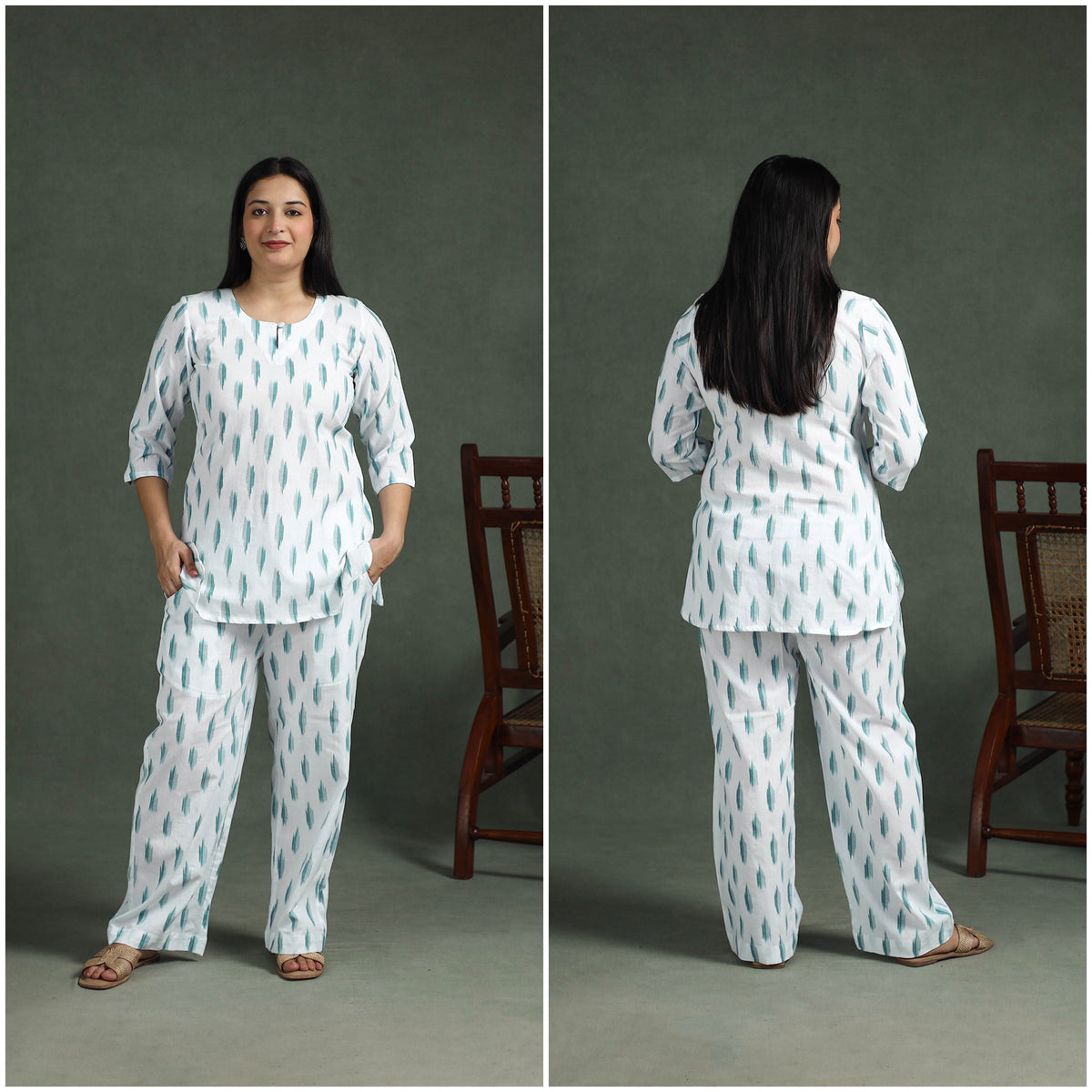 Pochampally Ikat Cotton Night Suit Set for Women 17