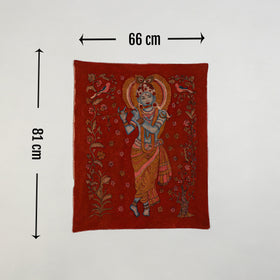 Srikalahasti Kalamkari Art Wall Hanging with Lord Krishna Motif by Ghanshyam Sarode (32 x 26 in) 15