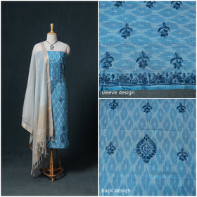 Lucknowi Chikankari Hand Work Unstitched Dress Material: Kurta & Dupatta with Jewellery 58