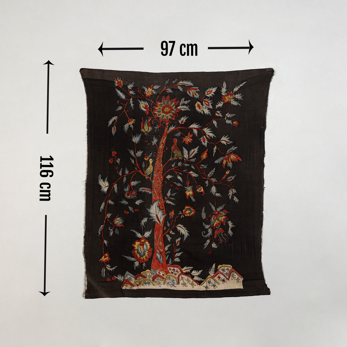 Srikalahasti Kalamkari Art Wall Hanging with Tree of life Motif by Ghanshyam Sarode (45 x 38 in) 17