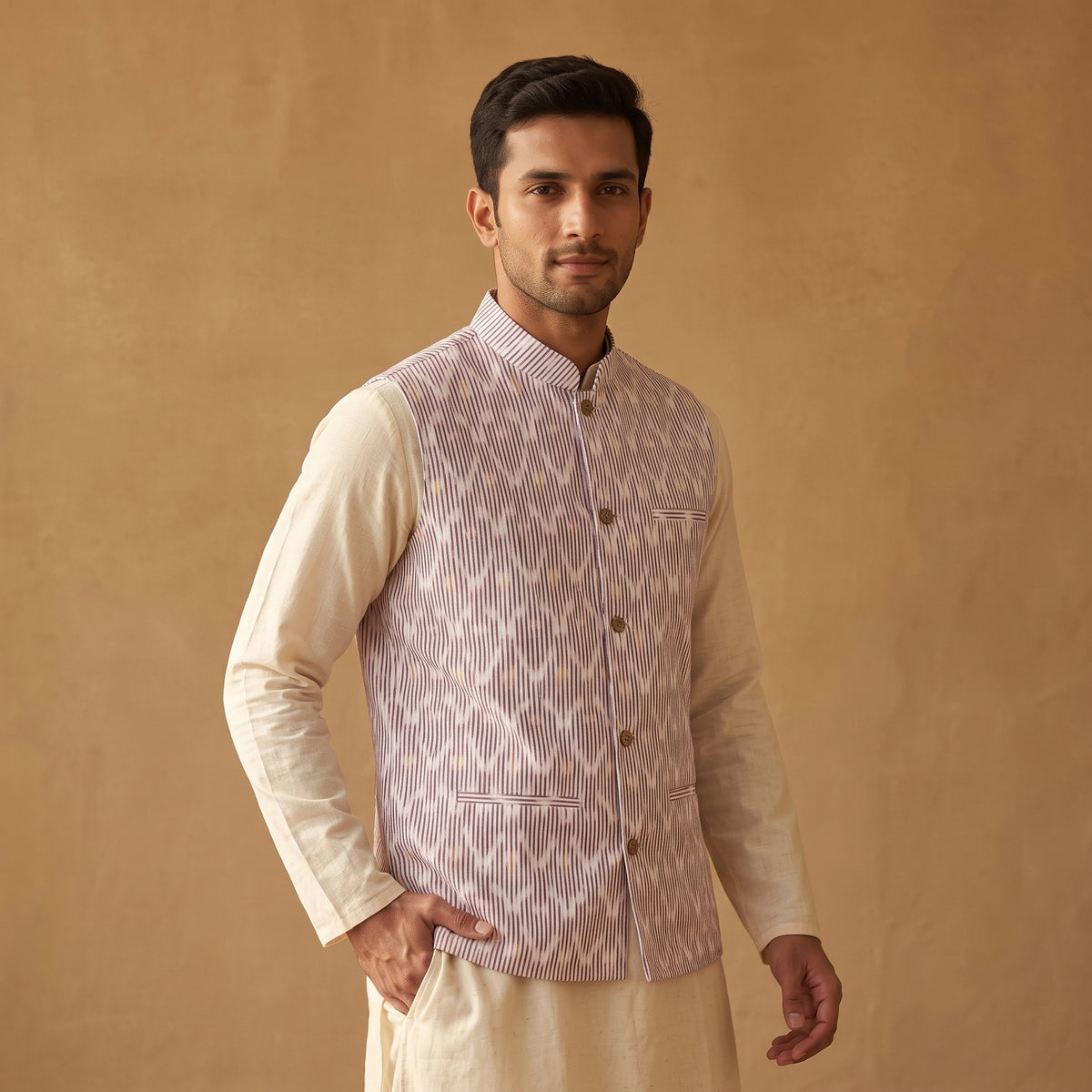 Pochampally Ikat Cotton Men Nehru Jacket 08