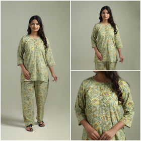 Sanganeri Floral Printed Cotton Night Suit for Women 15