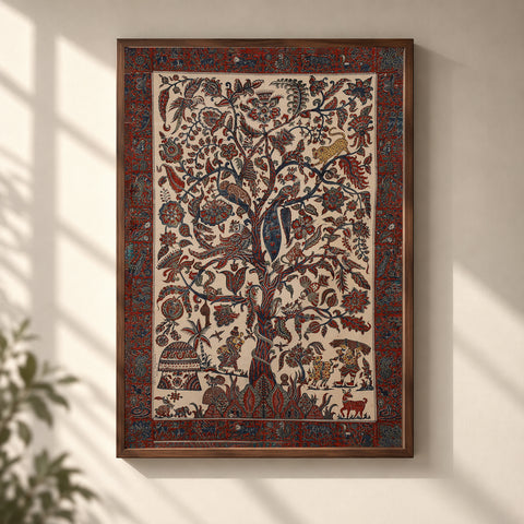 Kalamkari Art Wall Hanging with Tree of life Motif by Pitchuka Srinivas (72 x 60 in) 16