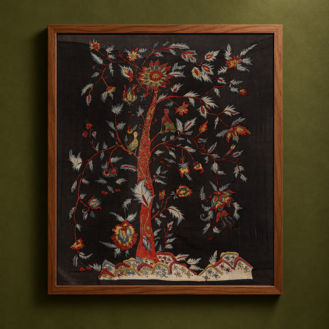 Srikalahasti Kalamkari Art Wall Hanging with Tree of life Motif by Ghanshyam Sarode (45 x 38 in) 17