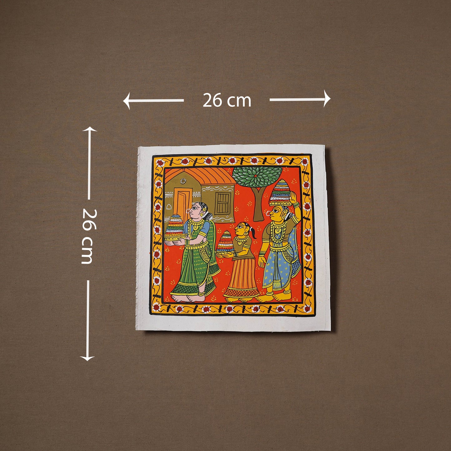 Handpainted Cheriyal Scroll Painting by Dhanalakota Sai Kiran (10 x 10 in) 13
