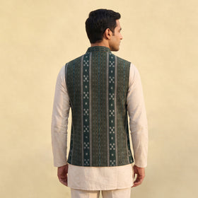 Sambalpuri Ikat Weave Cotton Men Nehru Jacket 12