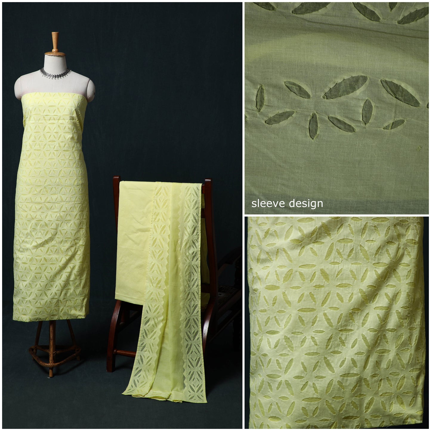 Barmer Applique Cutwork Cotton 3pc Unstitched Dress Material Suit Set 17