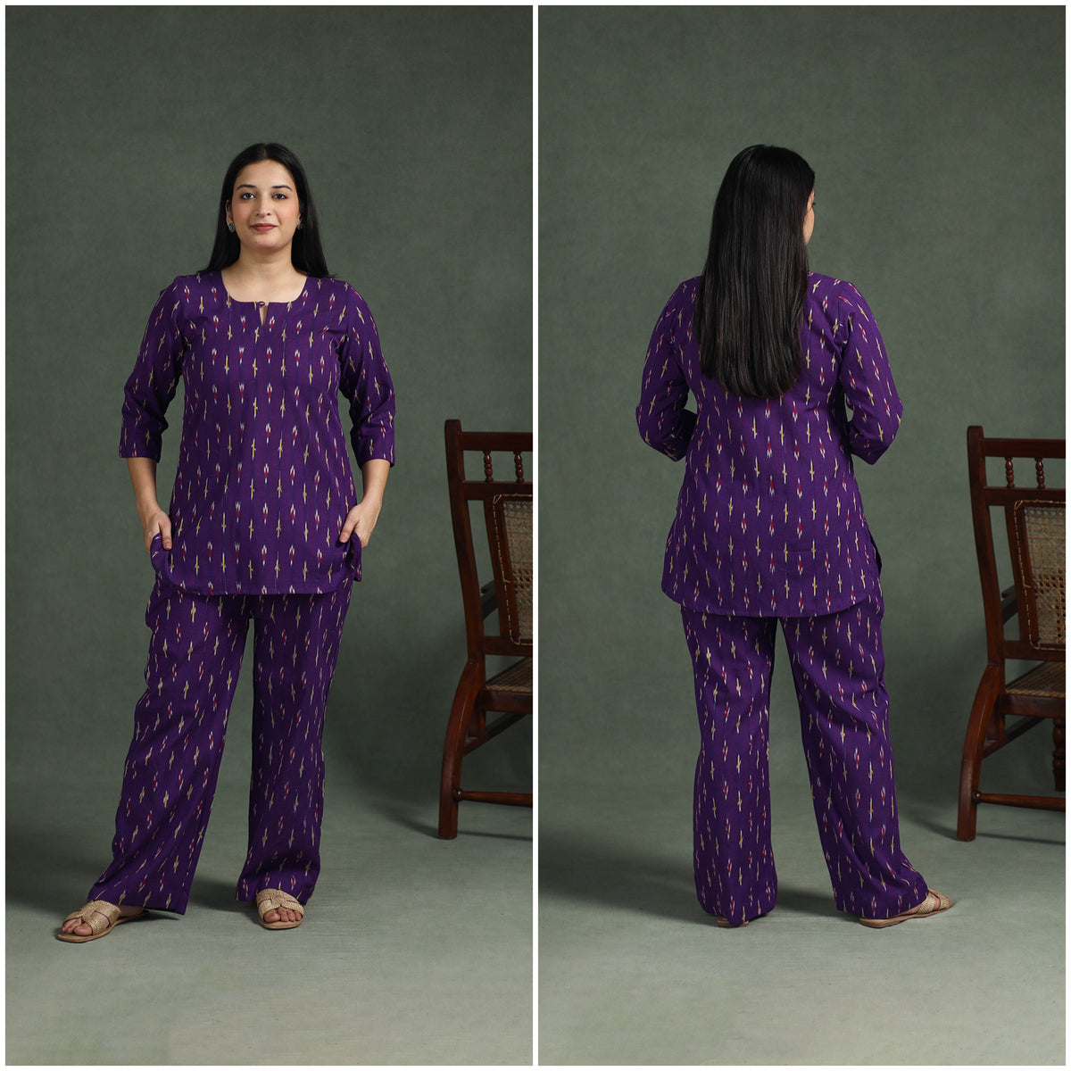 Pochampally Ikat Cotton Night Suit Set for Women 19