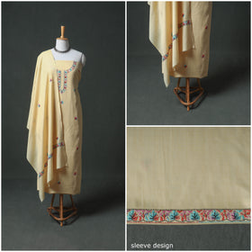 Kashmiri Sozni Hand Embroidered Pure Merino Wool Unstitched Dress Material: Kurta, Bottom with Dupatta 15