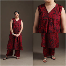 Hand Batik Print Cotton Straight Kurta with Palazzo Set for women 15