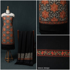 3pc Heavy Chain Stitch Embroidered Wool Unstitched Dress Material Suit Set 19
