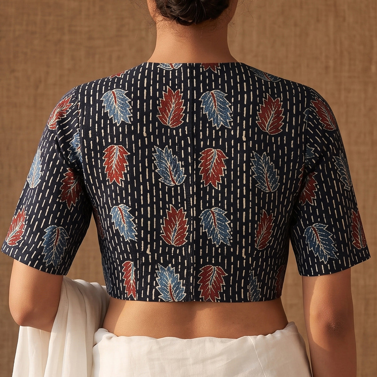 Ajrakh Hand Block Print Modal Silk Readymade Blouse 18