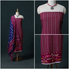 Jamdani Handloom Cotton Unstitched Dress Material: Kurta & Dupatta with Earrings 16