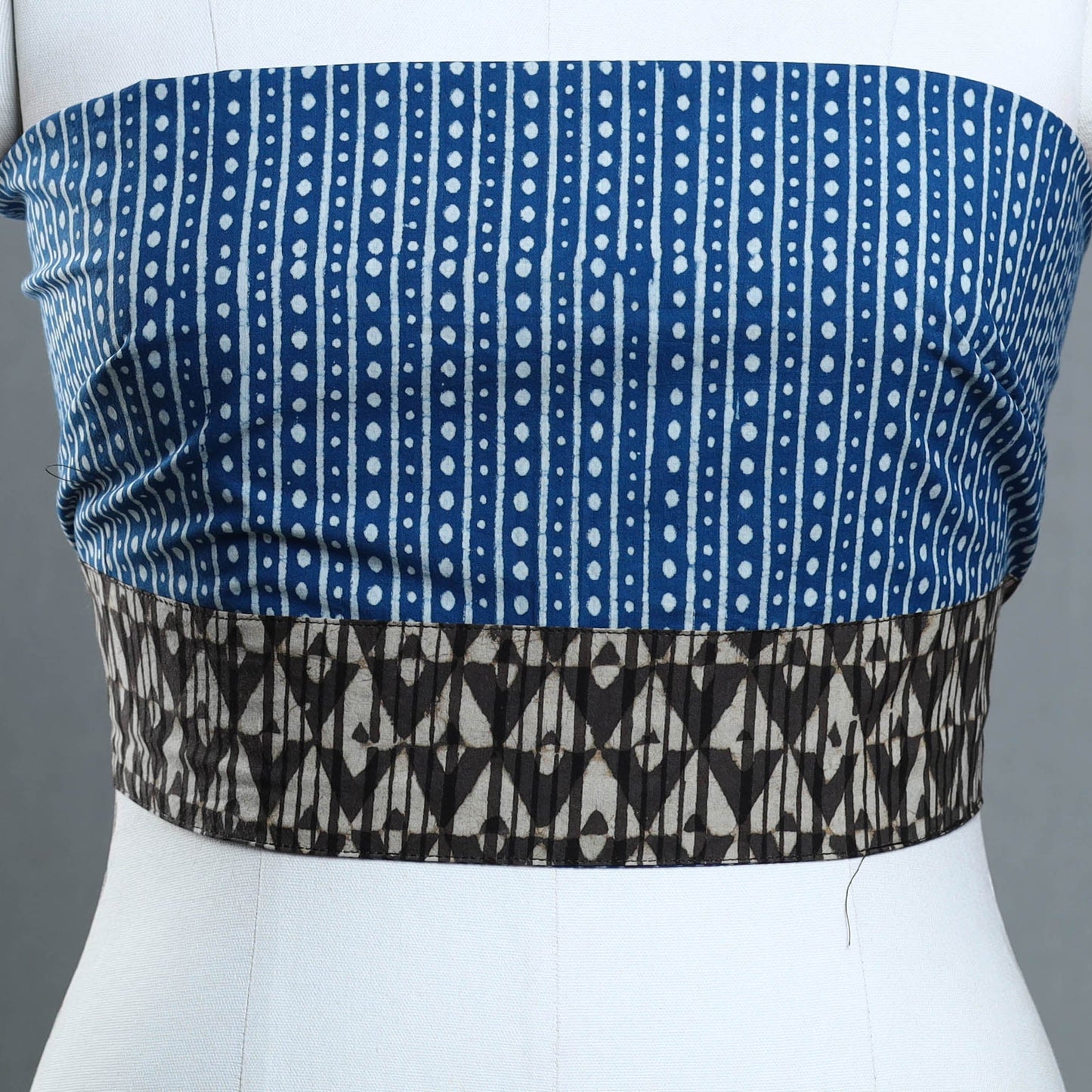 Blue - cotton pipad blouse piece 135 - handcrafted