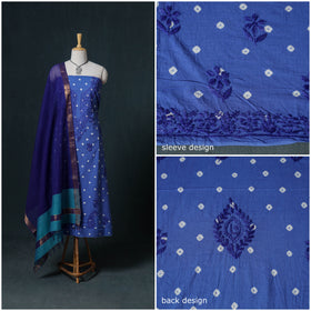 Lucknowi Chikankari Hand Work Unstitched Dress Material: Kurta & Dupatta with Jewellery 17