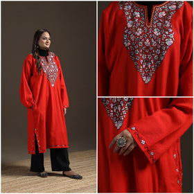 Kashmiri Sozni Hand Embroidered Handwoven Merino Wool Pheran 16