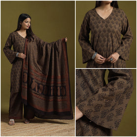 Natural Dyed Hand Block Bagh Print Cotton Suit Set with Dupatta for Women 19