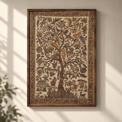 Kalamkari Art Wall Hanging with Tree of life Motif by Pitchuka Srinivas (72 x 60 in) 17