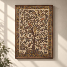 Kalamkari Art Wall Hanging with Tree of life Motif by Pitchuka Srinivas (72 x 60 in) 17