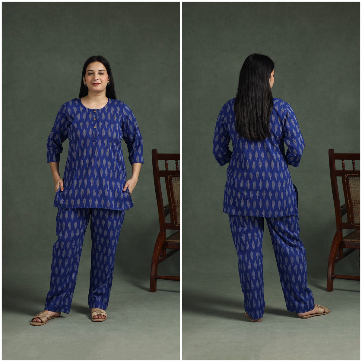 Pochampally Ikat Cotton Night Suit Set for Women 10