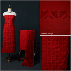 Barmer Applique Cutwork Cotton 3pc Unstitched Dress Material Suit Set 18