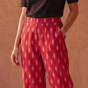 Elastic Waist Pochampally Ikat Weave Cotton Pant for Women 38