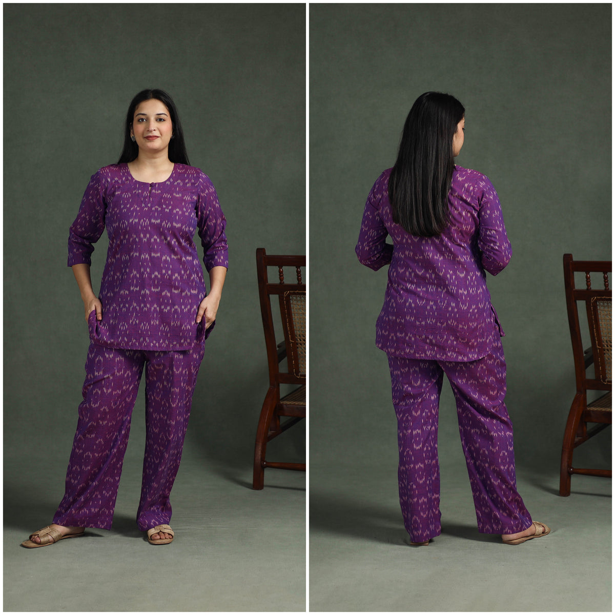 Pochampally Ikat Cotton Night Suit Set for Women 20