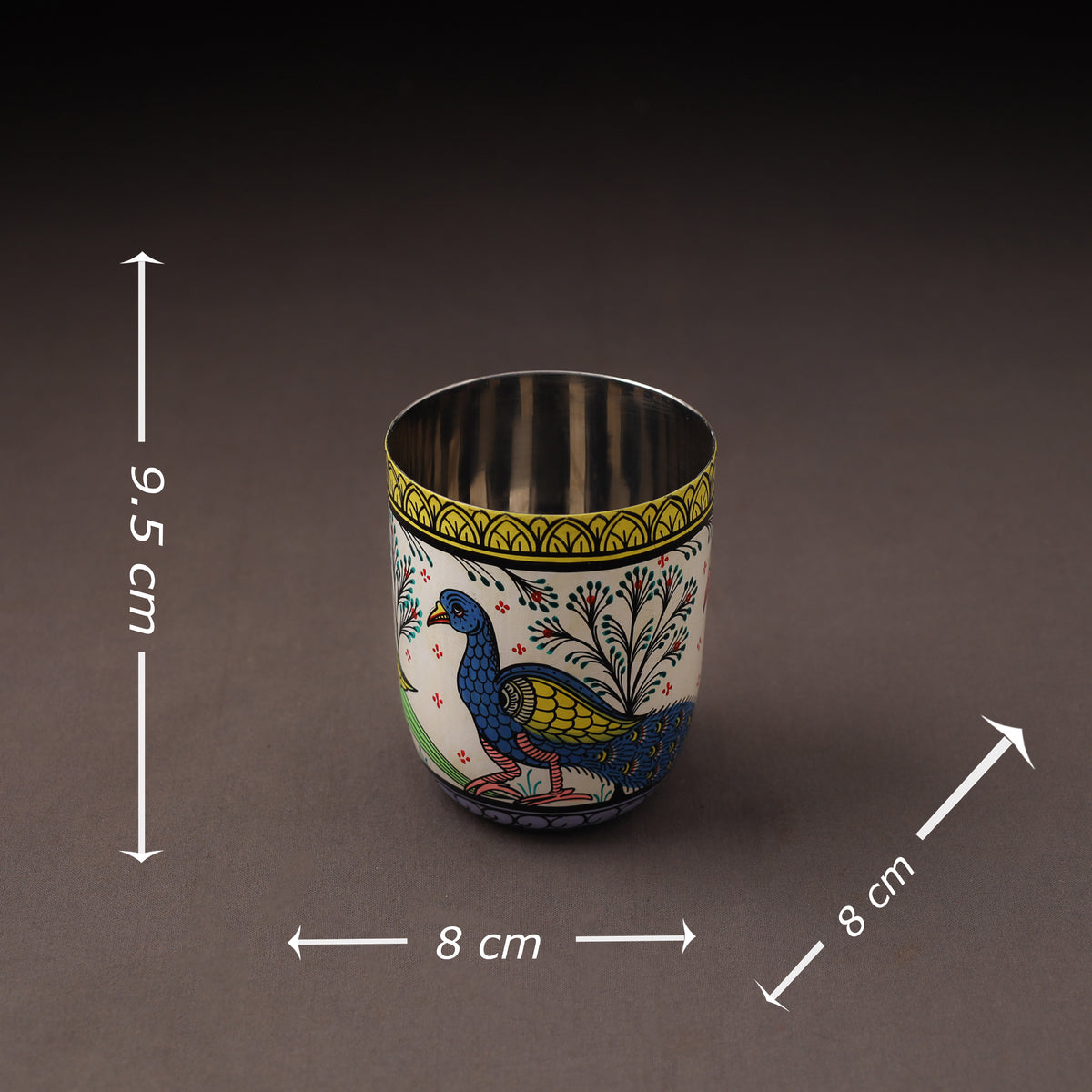 Odisha Pattachitra Handpainted Stainless Steel Glass 18