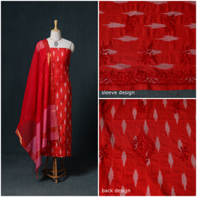 Lucknowi Chikankari Hand Work Unstitched Dress Material: Kurta & Dupatta with Jewellery 61