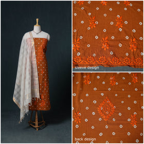 Lucknowi Chikankari Hand Work Unstitched Dress Material: Kurta & Dupatta with Jewellery 18