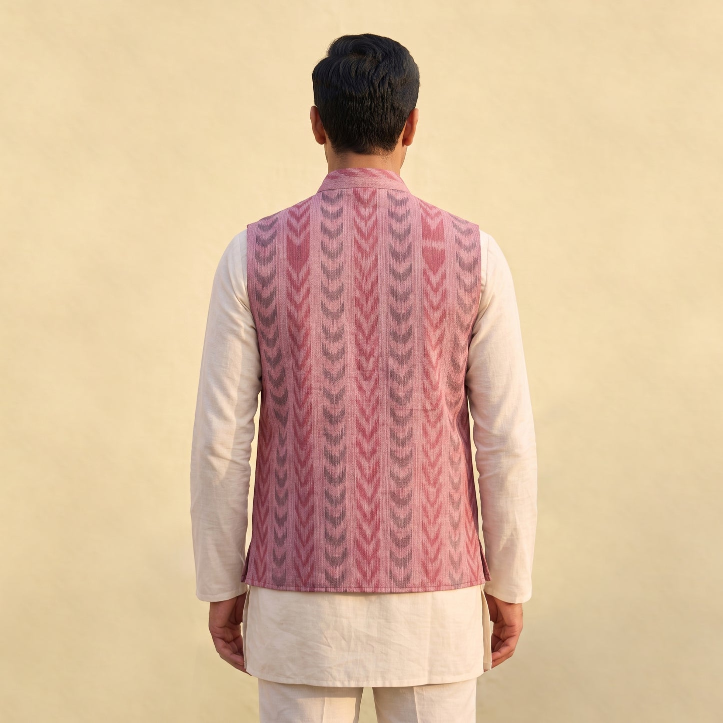 Sambalpuri Ikat Weave Cotton Men Nehru Jacket 13