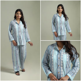 Sanganeri Floral Printed Cotton Night Suit for Women 20