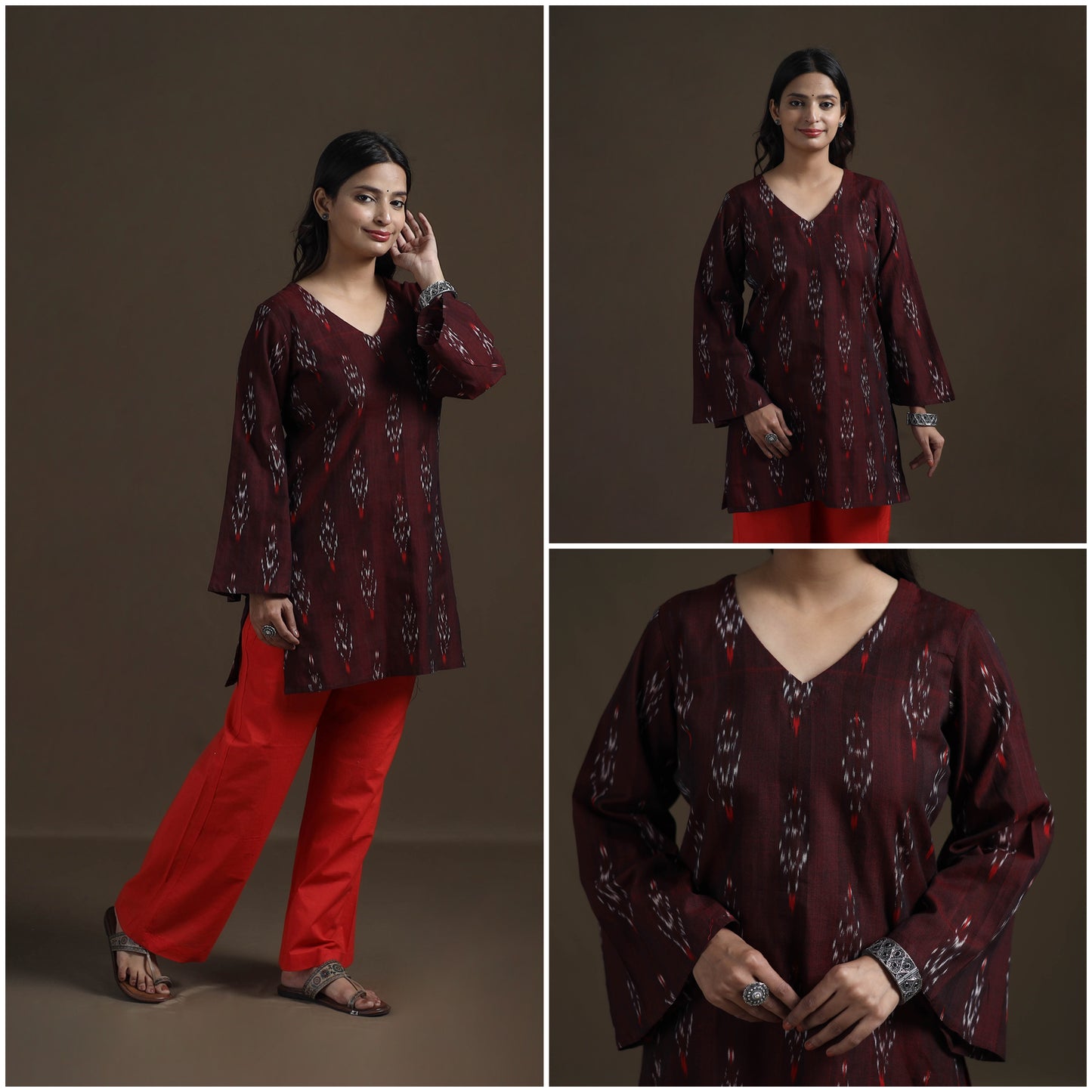 Pochampally Ikat Cotton Short Kurta for Women 24