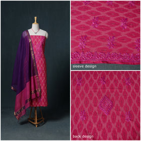 Lucknowi Chikankari Hand Work Unstitched Dress Material: Kurta & Dupatta with Jewellery 56