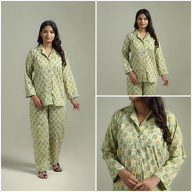 Sanganeri Floral Printed Cotton Night Suit for Women 16