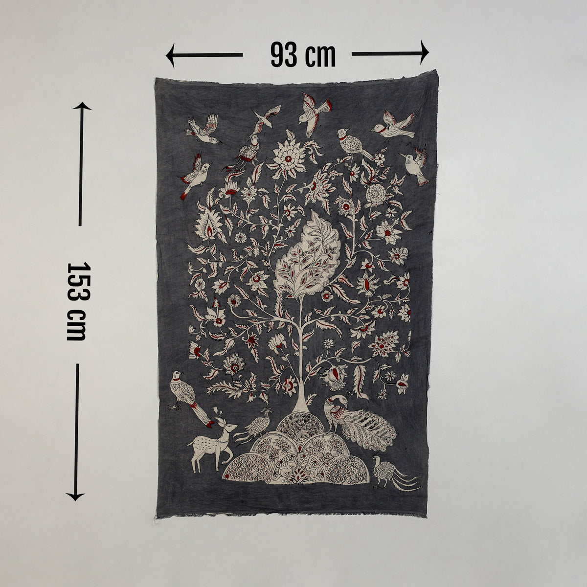 Srikalahasti Kalamkari Art Wall Hanging with Tree of life Motif by Ghanshyam Sarode (60 x 36 in) 20