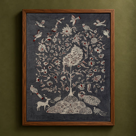 Srikalahasti Kalamkari Art Wall Hanging with Tree of life Motif by Ghanshyam Sarode (60 x 36 in) 20