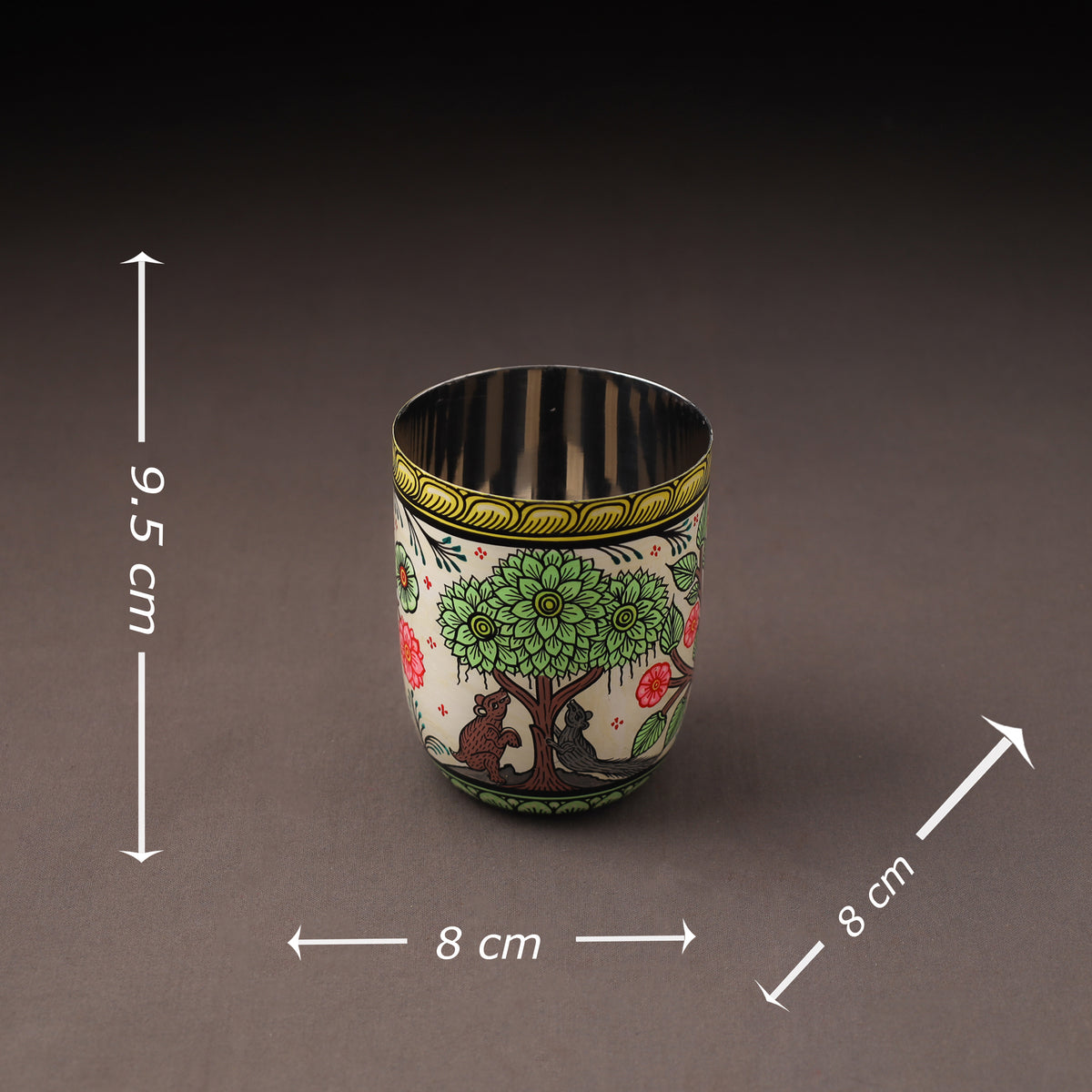 Odisha Pattachitra Handpainted Stainless Steel Glass 19