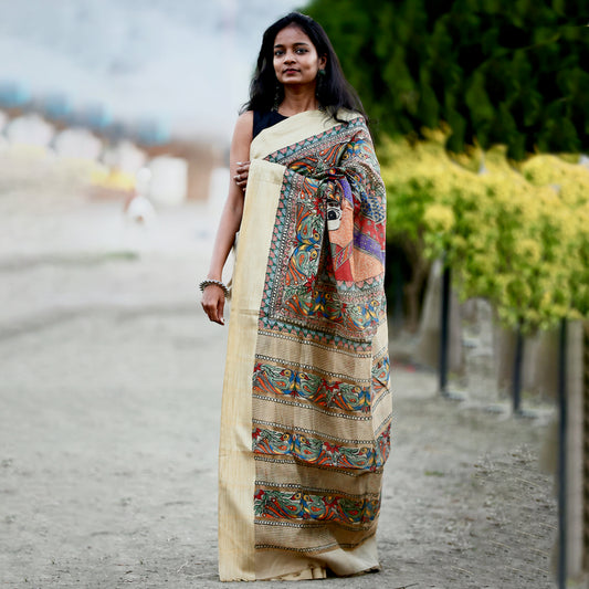 Madhubani Handpainted "Modal Silk" Saree