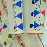 Madhubani Handpainted Chanderi Table Runner & Table Mats Set