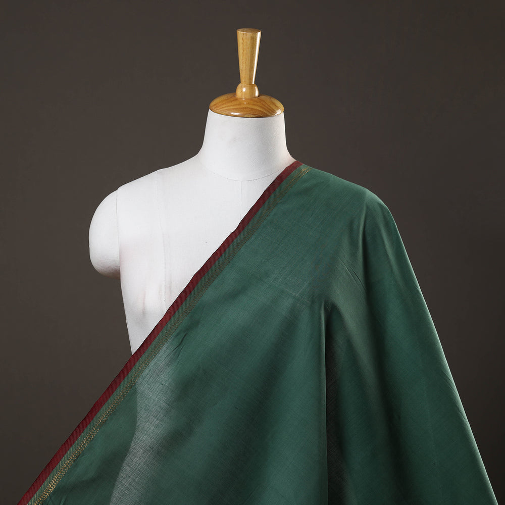 Green - Handloom Mangalagiri Cotton Fabric with Zari Border 06