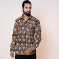 Black - kalamkari printed cotton men full sleeve shirt
