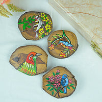 Teak Wood Handpainted Nestling Coasters- Set of 4