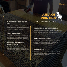 Beige - Mashru Silk Natural Dyed Block Print Ajrakh Fabric 17