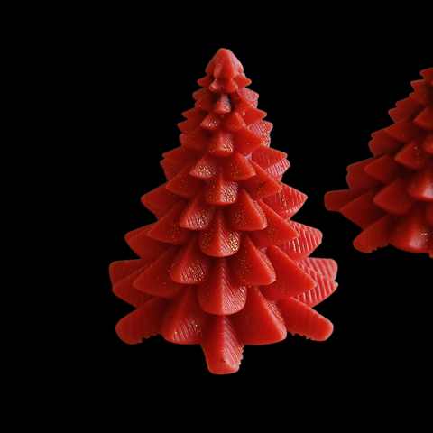 Beige - Red - Handcrafted Tree Soy Wax Scented Christmas Candle