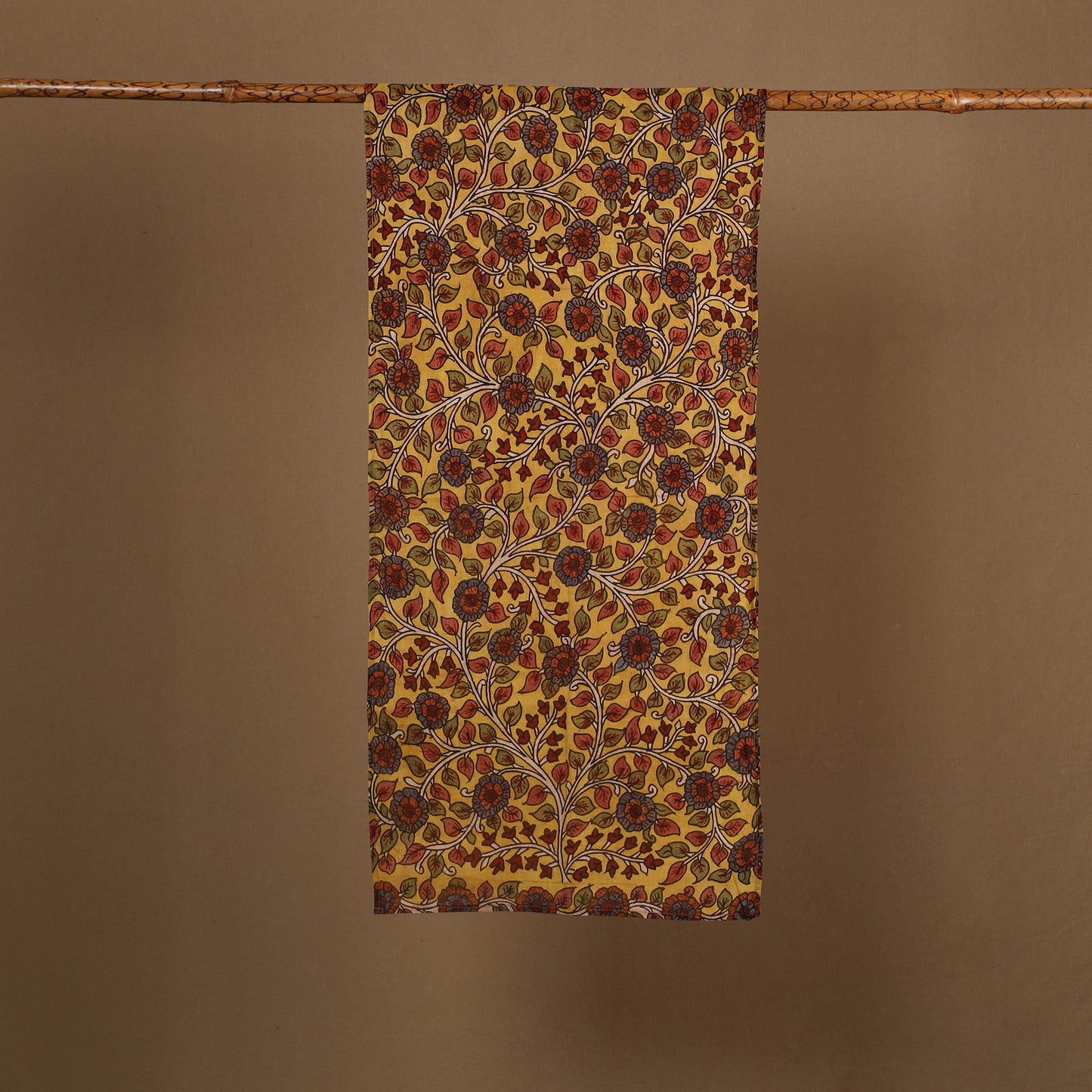  Yellow Handpainted Cotton Kalamkari Stole Online